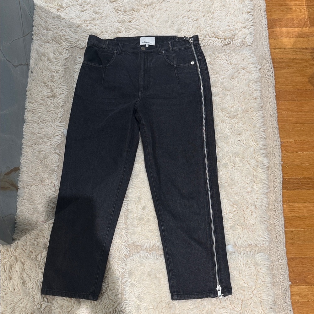 3.1 Phillip Lim Black Straight-Leg Jeans with Side Zip